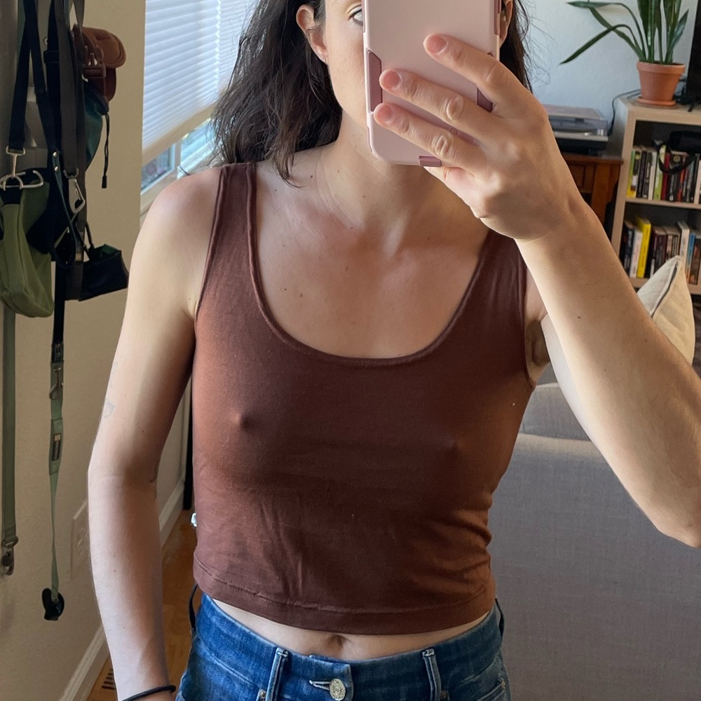 Brown Simply Merino Crop Top 100% Wool